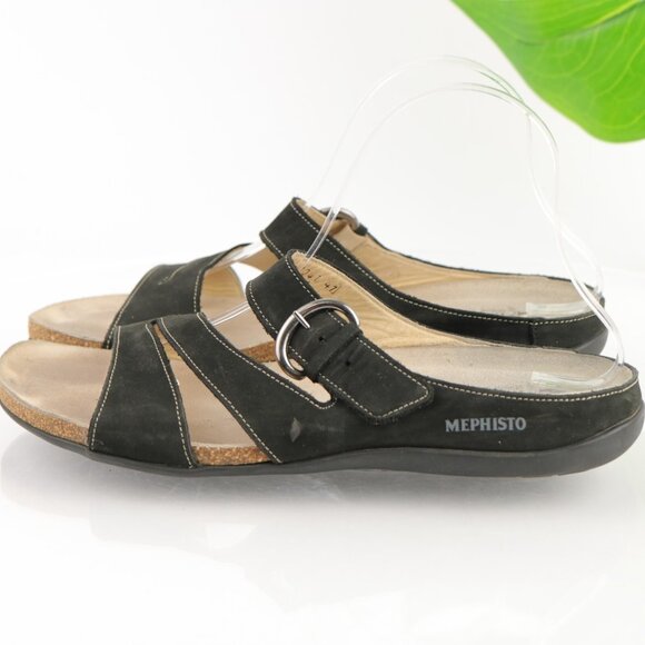 Mephisto Womens Afida Sandal Size 41 10 Black Leather Slide Flip Flop Casual - Picture 6 of 11